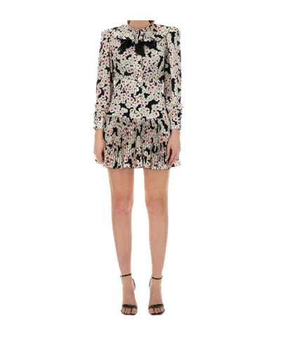 Alessandra Rich Floral Bow-detail Silk Minidress In White