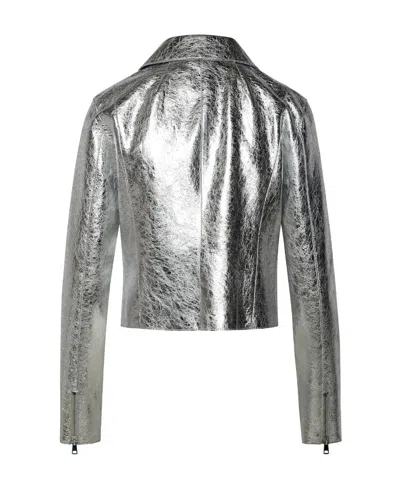 P.a.r.o.s.h . 'metallic' Silver Lambskin Jacket In Gray