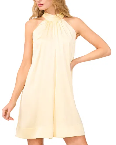 Cece High Neck A Line Dress In Lemon Drop