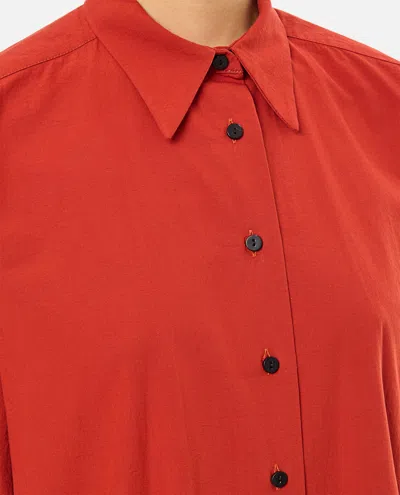 Dušan Dusan Red Shirt With Pointed Collar And Elegant Draping In Red