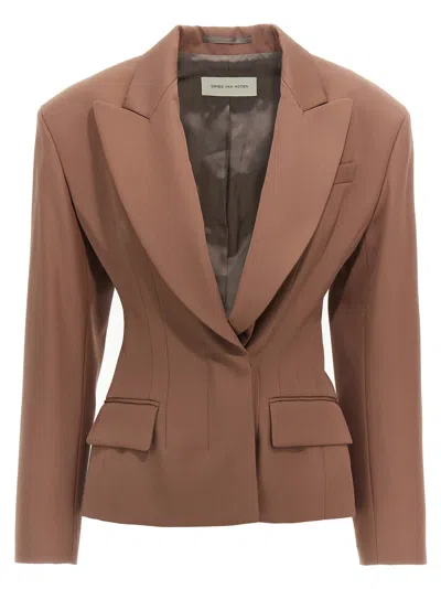 Dries Van Noten 'bohana' Blazer Single-breasted Back Vent In Brown