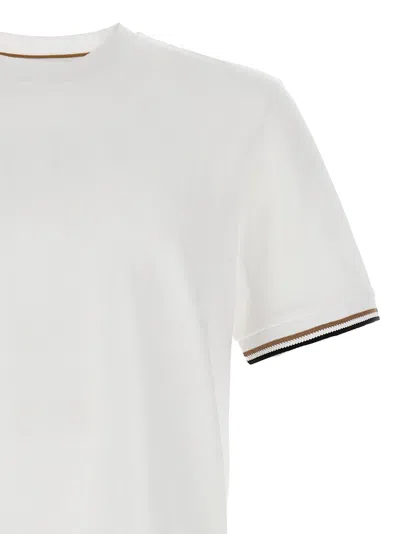 Hugo Boss Mens White Striped-trim Regular-fit Cotton-jersey T-shirt Xxl