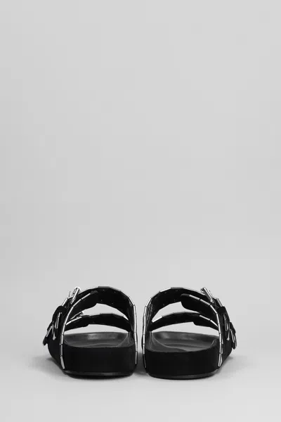Isabel Marant Lennyo Flat Leather Sandals With Metal Accents In Black