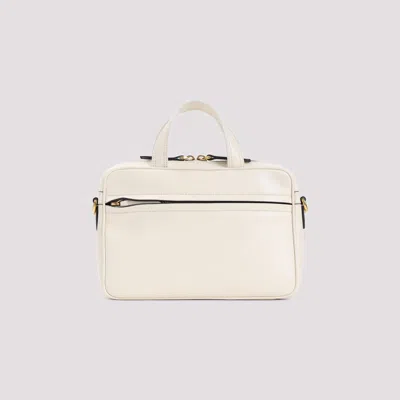 Valentino Small Nappa Leather Top Handle Bag In Butter White Nero