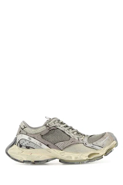 Balenciaga Multicolor Synthetic Leather And Mesh Stapler Sneakers In Gray