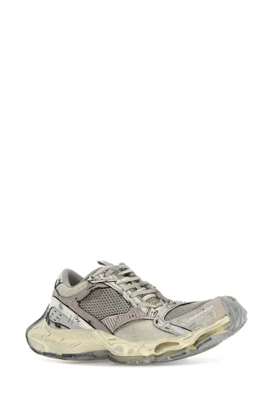 Balenciaga Multicolor Synthetic Leather And Mesh Stapler Sneakers In Gray