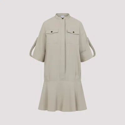 Loewe Mini Dress Cotton Adjustable Sleeves In Beige