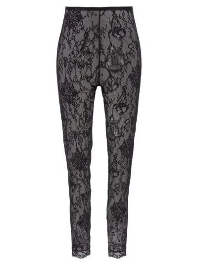Givenchy Sheer Lace Fabric Elastic Waistband Leggings In Black