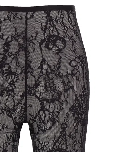 Givenchy Sheer Lace Fabric Elastic Waistband Leggings In Black