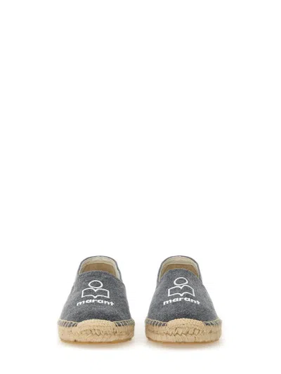 Isabel Marant Textured Grey Slip-on Sneakers With Jute-wrapped Midsole In Black