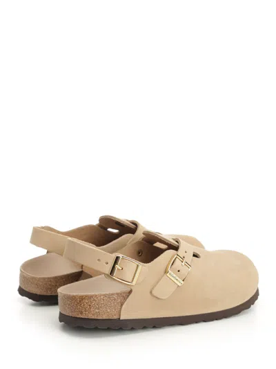 Birkenstock Mule 'tokio' Con Fibbia Sul Fronte E Sul Retro In Pelle Beige Donna In Multi