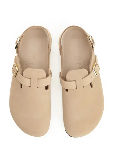 Birkenstock Mule 'tokio' Con Fibbia Sul Fronte E Sul Retro In Pelle Beige Donna In Multi