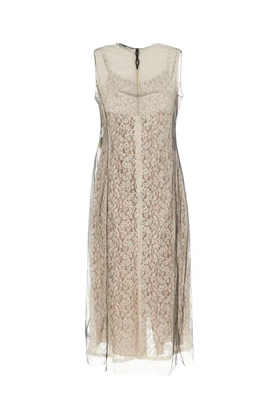 Fendi Sm Dress Black White Lace Flowers In White