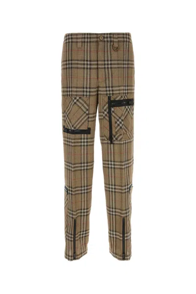 Burberry Cargo Pants Check Pattern In Silk Blend In Brushipcheck