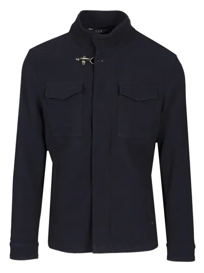 Fay Short Classic Field Jacket For Men In Blue