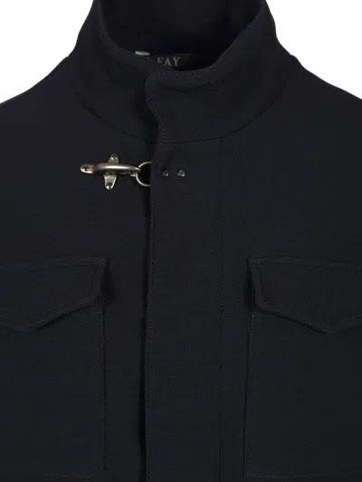 Fay Short Classic Field Jacket For Men In Blue