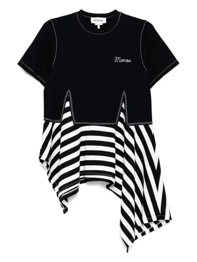 Monse Layered Stripe Logo Peplum Top In Blue