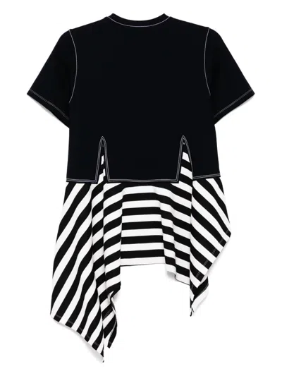 Monse Layered Stripe Logo Peplum Top In Blue