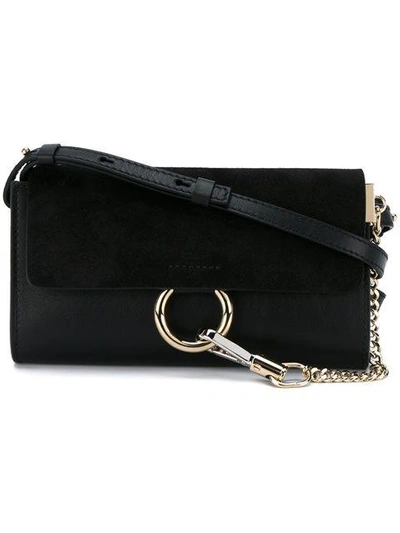 Chloé Chloe Leather Faye Suede & Calfskin Strap Wallet In Black
