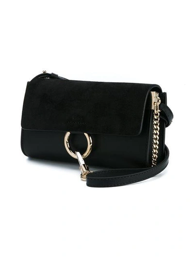 Shop Chloé Black Suede Faye Wallet Bag