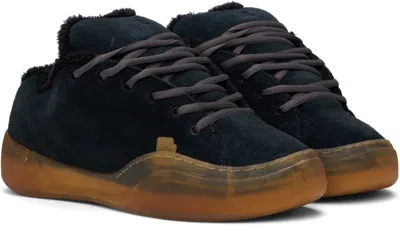 Erl 'vamp Skate' Black Low Top Sneakers With Contrasting Sole In Black