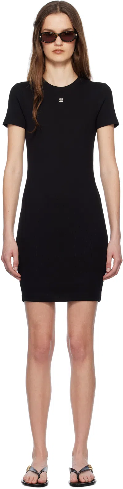 Givenchy Fitted Ribbed Cotton Mini Dress In Black