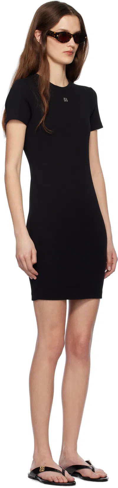 Givenchy Fitted Ribbed Cotton Mini Dress In Black