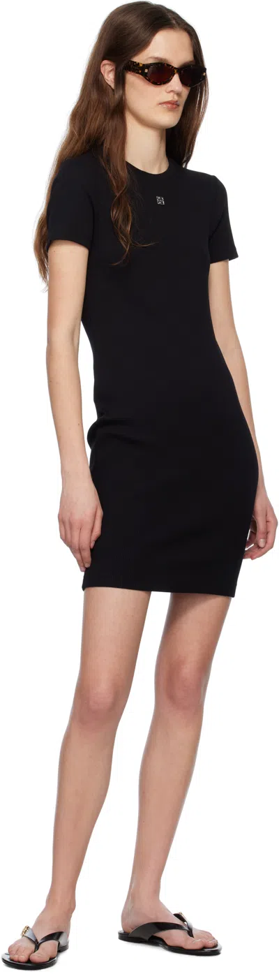 Givenchy Fitted Ribbed Cotton Mini Dress In Black
