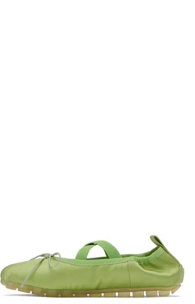 Simone Rocha Grip Embellished Satin Ballet Flats In Matcha