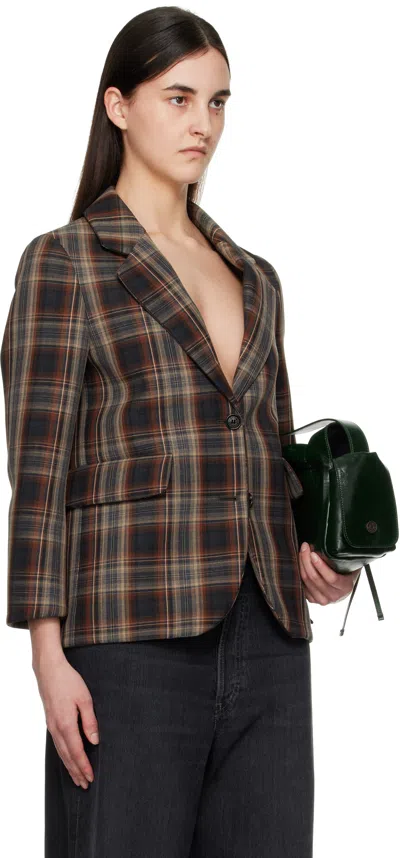 Acne Studios Brown Check Bonded Blazer In Bph Multi Brown