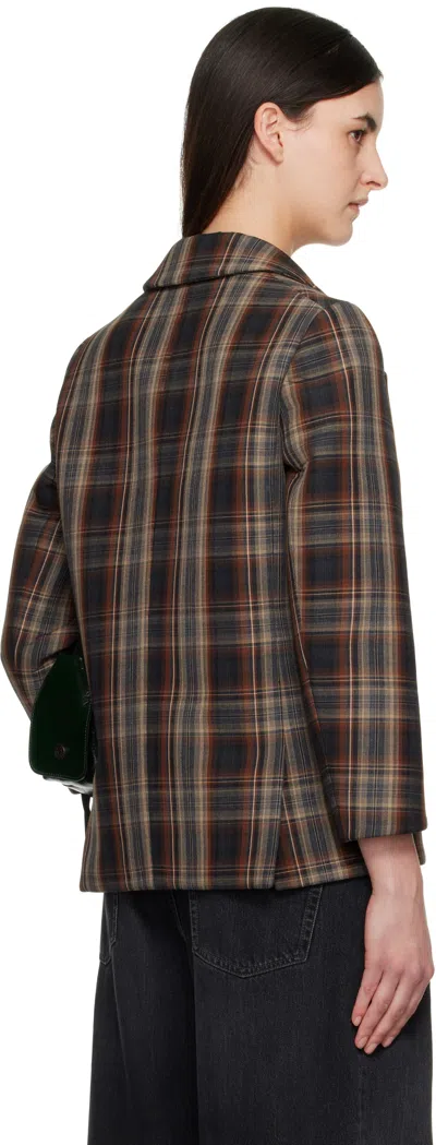 Acne Studios Brown Check Bonded Blazer In Bph Multi Brown