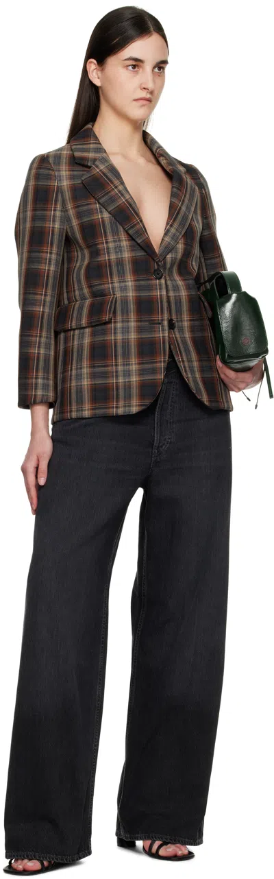 Acne Studios Brown Check Bonded Blazer In Bph Multi Brown