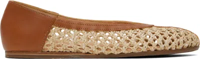 Ancient Greek Sandals Raffia Leather-trim Aeropi Ballet Flats In Sand