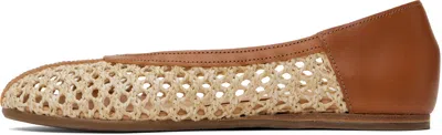 Ancient Greek Sandals Raffia Leather-trim Aeropi Ballet Flats In Sand