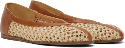 Ancient Greek Sandals Raffia Leather-trim Aeropi Ballet Flats In Sand