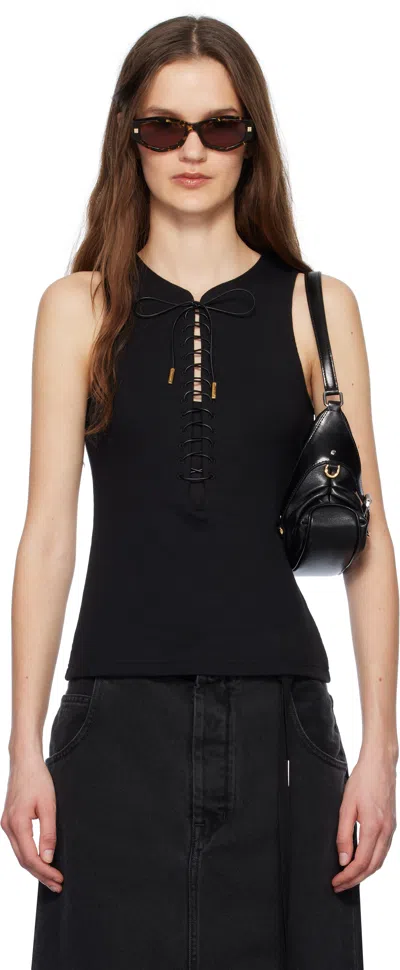 Givenchy Black Slim Fit Laces Detail 4g Tank Top In 001-black
