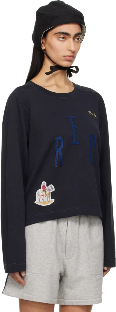 Bode Navy 'rec' Pullover Sweatshirt In Navy