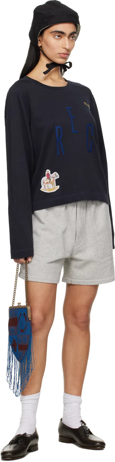 Bode Navy 'rec' Pullover Sweatshirt In Navy