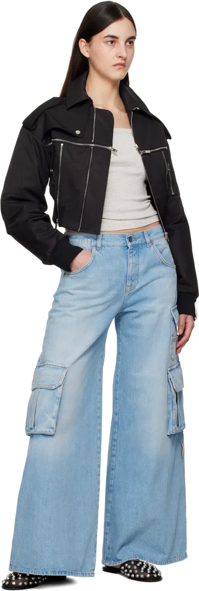 Off-white Denim Bomber Jacket In Blue