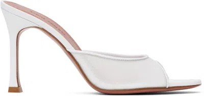Amina Muaddi White Alexa Mesh Slipper 95 Heeled Sandals In Mesh White