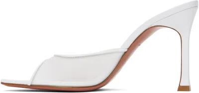 Amina Muaddi White Alexa Mesh Slipper 95 Heeled Sandals In Mesh White