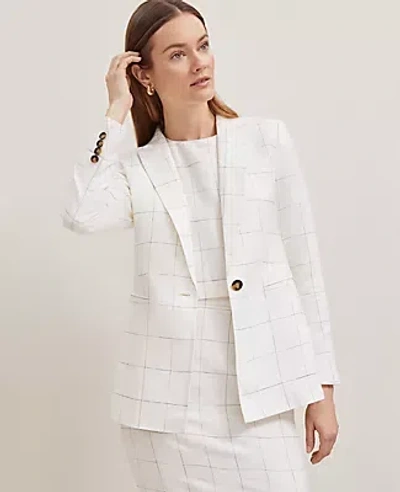 Ann Taylor The Petite Fitted One Button Blazer In White/black Multi