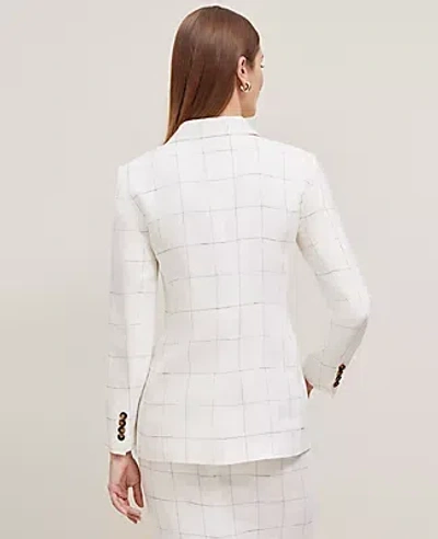 Ann Taylor The Petite Fitted One Button Blazer In White/black Multi