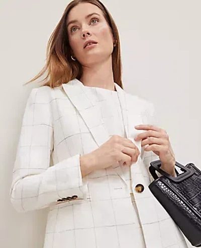 Ann Taylor The Petite Fitted One Button Blazer In White/black Multi