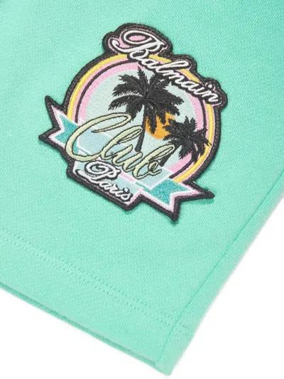 Balmain Cotton Shorts In Green