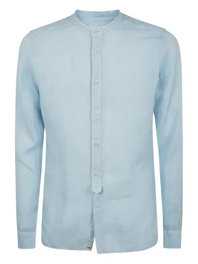 Tintoria Mattei Guru Neck Linen Shirt In Blue