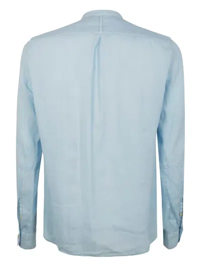 Tintoria Mattei Guru Neck Linen Shirt In Blue
