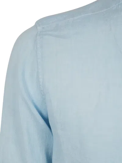 Tintoria Mattei Guru Neck Linen Shirt In Blue