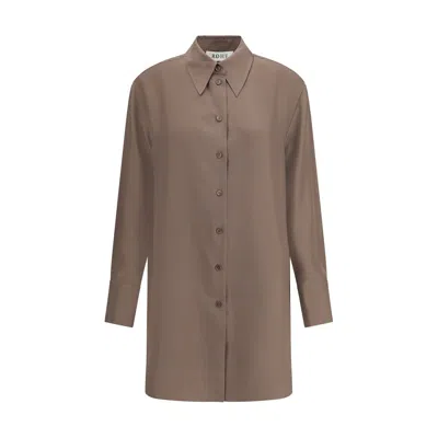 Rohe Long Silk Shirt In Brown