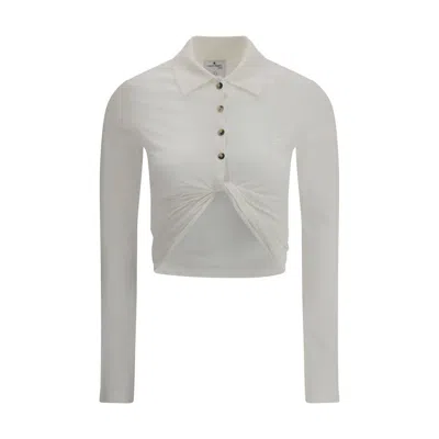 Courrèges Collared Neck Knotted Front Long Sleeves In White